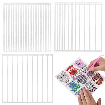PH PandaHall 3Pcs Stainless Steel Diamond Art Ruler 1/2/3/4 Beads Precise Drill Alignment Tool Rectangular Diamond Painting Tools for DIY Craft Painting Kit Christmas Thanksgiving Home Wall Art Decor