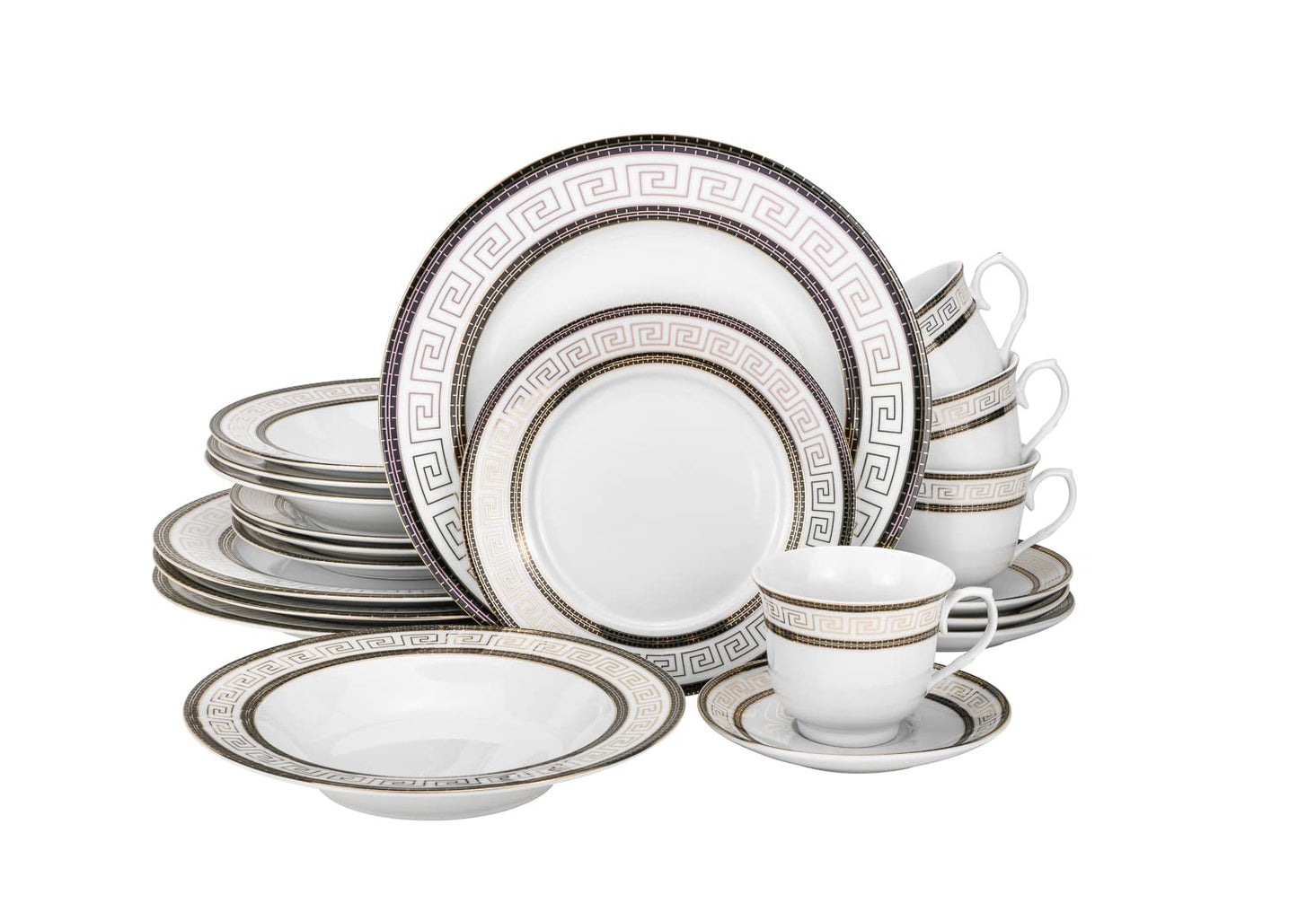 Euro Porcelain 57-pc Banquet Dinnerware Set, Luxury Tableware Dining Service for 8