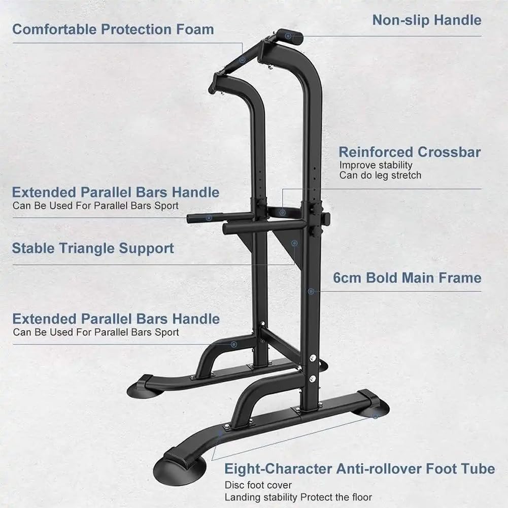 TsoLay Power Tower Pull Up Station, Multi-Functional Strength Training Fitness Workout Station, Pull Up Bar Free Standing with 10 Levels Adjustable Height, for Home Gym Strength Training Workout
