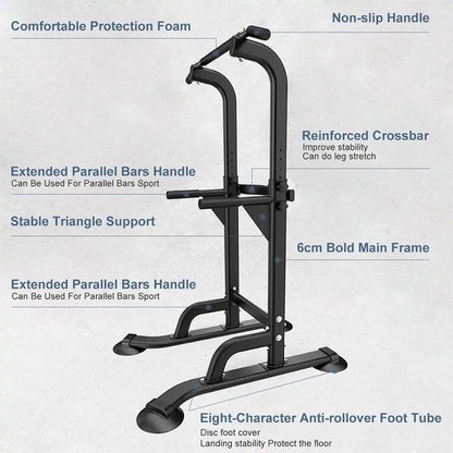 TsoLay Power Tower Pull Up Station, Multi-Functional Strength Training Fitness Workout Station, Pull Up Bar Free Standing with 10 Levels Adjustable Height, for Home Gym Strength Training Workout