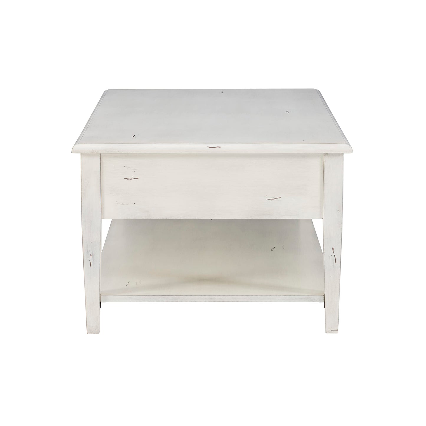 Powell Kelly Cream Coffee Table with Three Pull Thru Drawers and Open Shelf