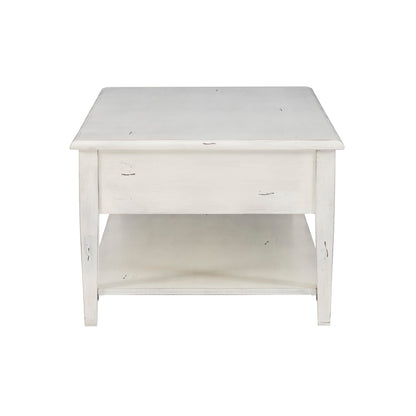 Powell Kelly Cream Coffee Table with Three Pull Thru Drawers and Open Shelf