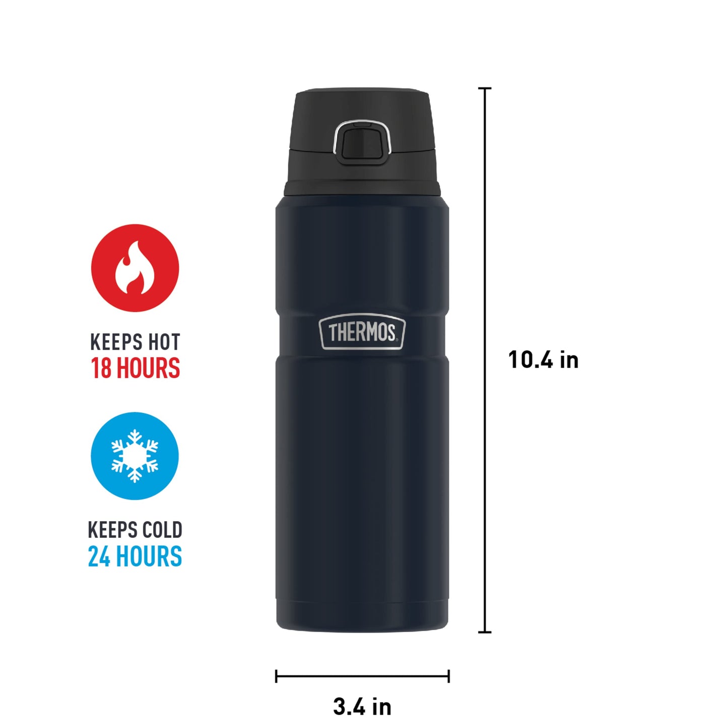THERMOS Stainless King Vacuum-Insulated Drink Bottle, 24 Ounce, Midnight Blue