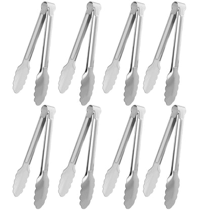 8 Pack Serving Tongs XEVOM Kitchen Tongs,Buffet Tongs, Stainless Steel Food Tong Serving Tong,small tongs (9inch)
