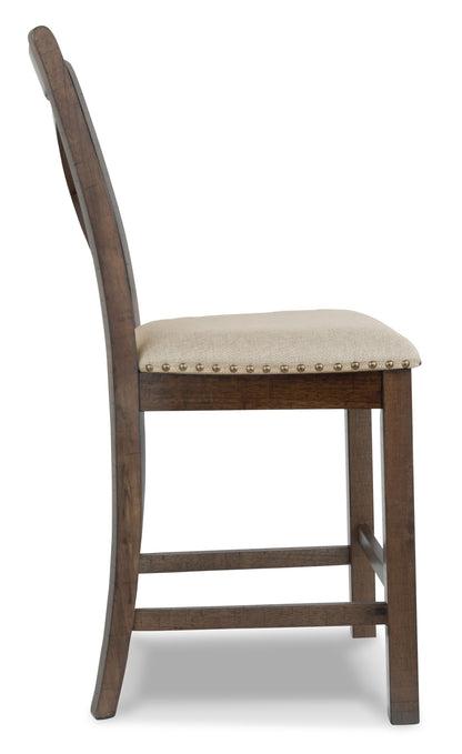 Signature Design by Ashley Moriville Rustic Farmhouse 24.5" Upholstered Barstool, 2 Count, Beige & Brown