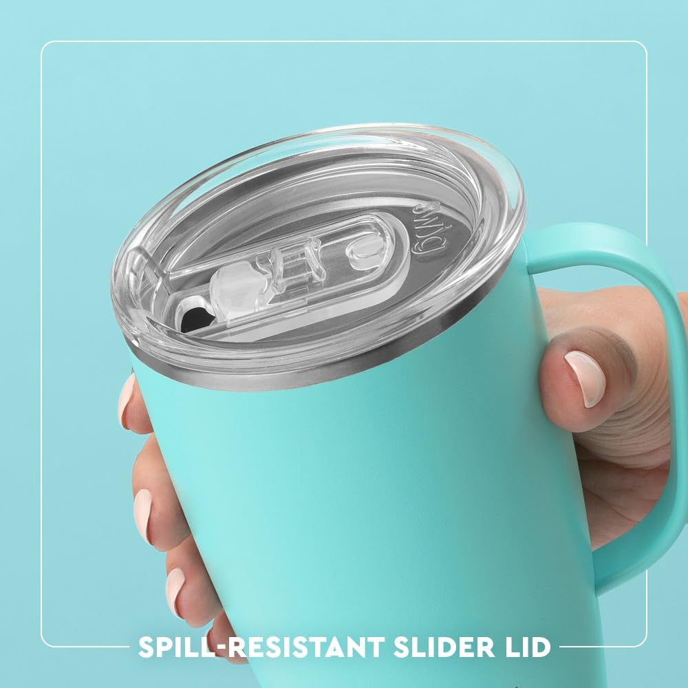 18oz Swig Life Travel Mug, Insulated Tumbler with Handle and Lid, Cup Holder Friendly, Dishwasher Safe, Stainless