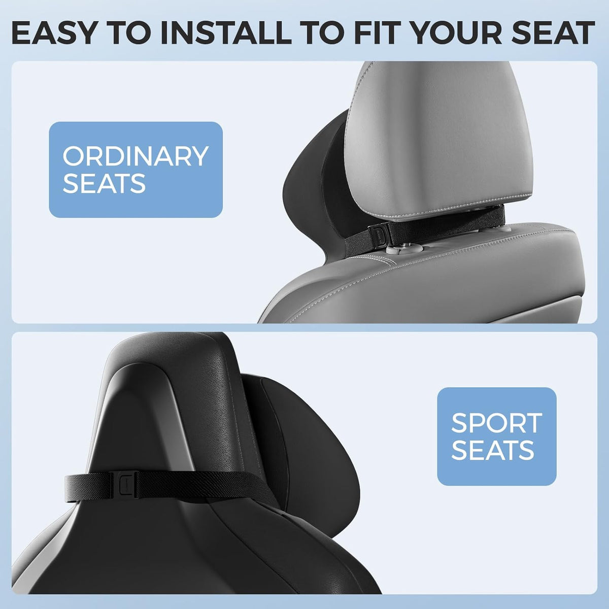 1 Pack) BEBAS Car Headrest Pillow, Ergonomic Neck Pillow with Memory Foam, Enlarged Surface for Head Neck Shoulder