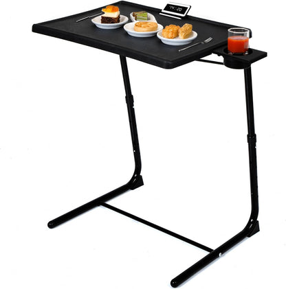 6 3 JAXPETY TV Tray, Folding TV Tray with Cup Holder, Adjustable TV Desk with Height Adjustments and Angle, Couch Table