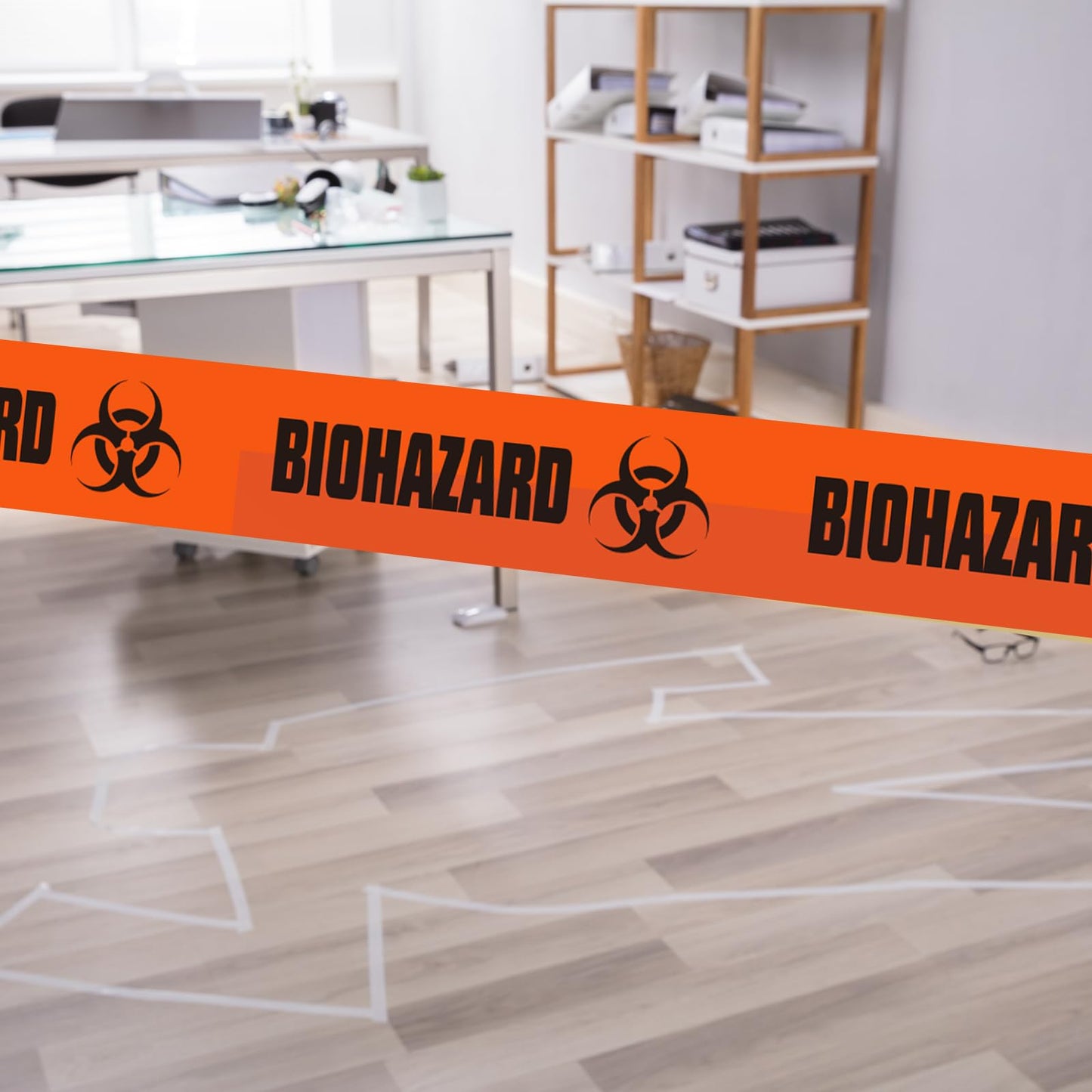 Innconee 3 Rolls Biohazard Tape Roll Safety Warning Adhesive Stickers Orange Caution Tape Roll with Legend Biohazard for Identifying and Marking, 55 Yd. Length x 2" Width