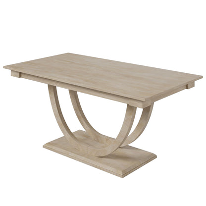 Merax 6-Piece Wood Half Round Dining Table Set Kitchen Table Set with Long Bench and 4 Dining Chairs,Modern Style,Natural