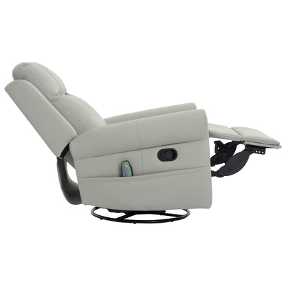 Christopher Knight Home Hayezi 270° Swivel Rocker Recliner, Massage and Heating Chair, PU Leather Living Room Manual Recliner with Dual Reclining Positions & Side Pocket, for Nursery Bedroom, Gray