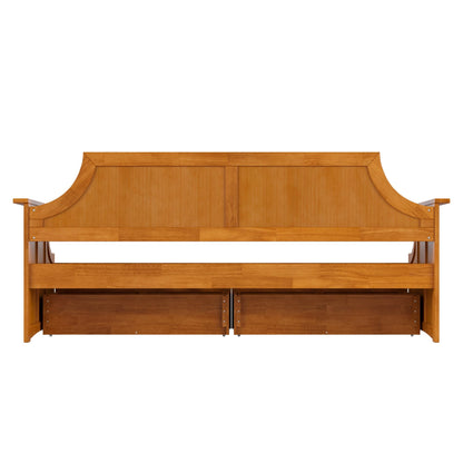 AFI, Cambridge Twin Size Wood Daybed Frame with 2 Storage Drawers, Light Toffee