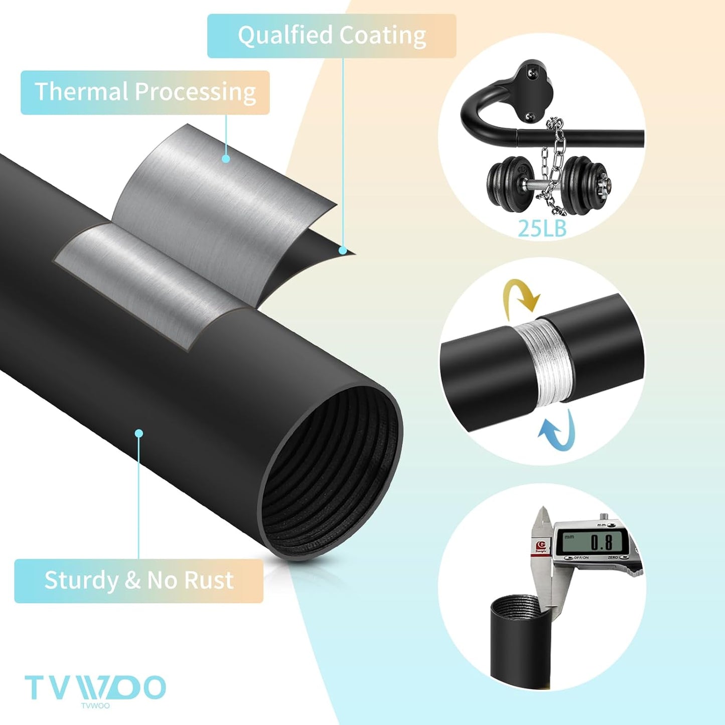 Wrap Around Curtain Rods, Black Adjustable Curtain Rods 36 to 72 Inch for Room Darkening Windows