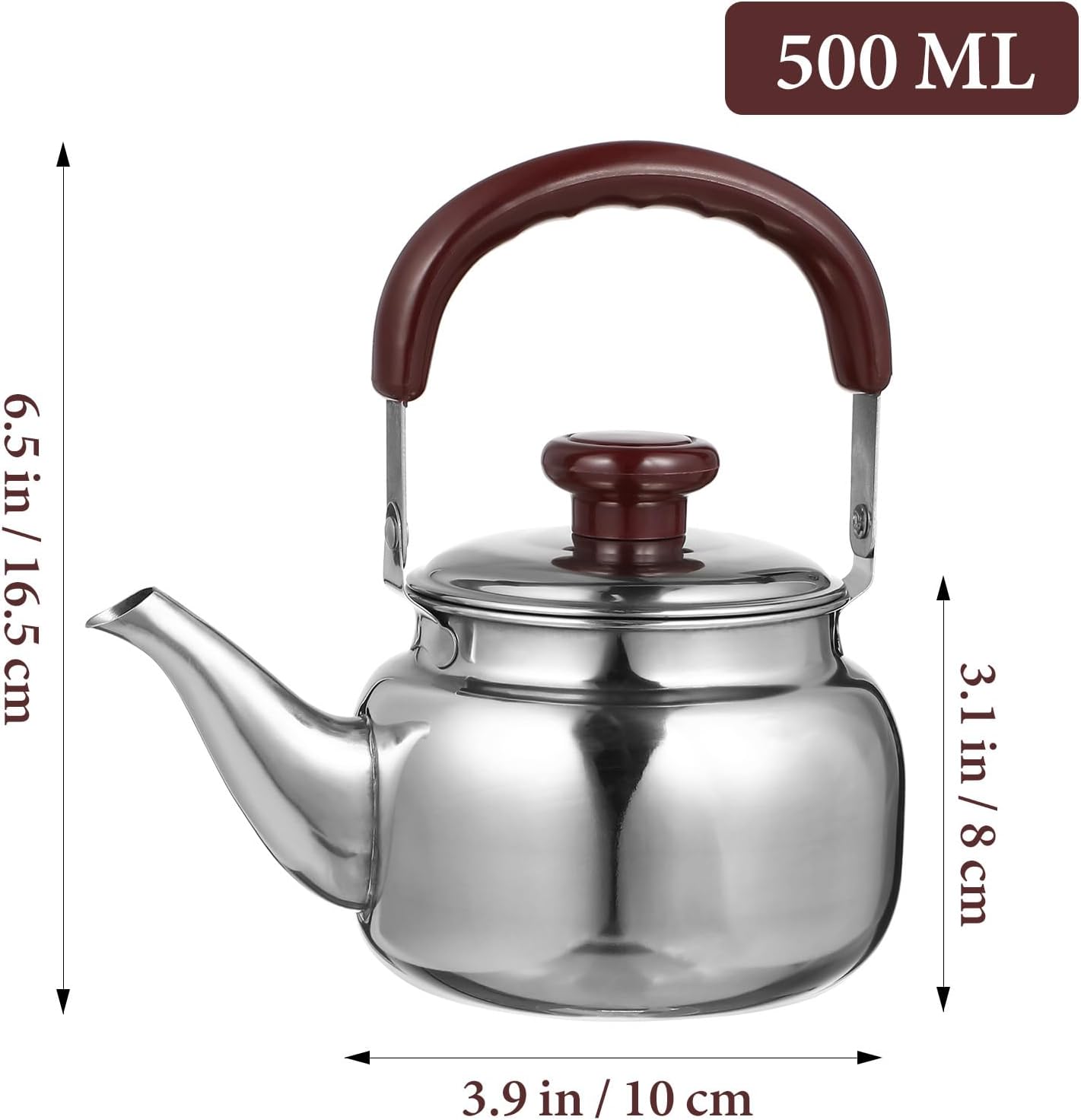 Stainless Steel 500Ml Whistling Tea Kettle with Cool Handle, Efficient Water Boiler for Home, Kitchen, Cafe, Suitable
