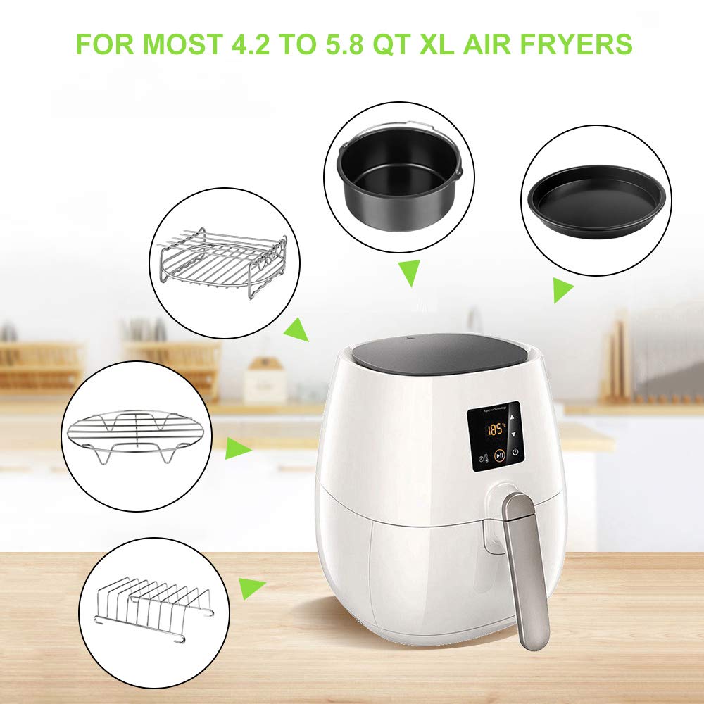 Dual Basket Air Fryer Accessories, 15pcs Set for Ninja DZ401 DZ201 Foodi Dualzone Air Fryers with 100pcs Air Fryer Liners, 2 Non-Stick Pans, Bread,Toasting,Skewer Racks, 6 Cake Cups, 2 Mitts, Recipes