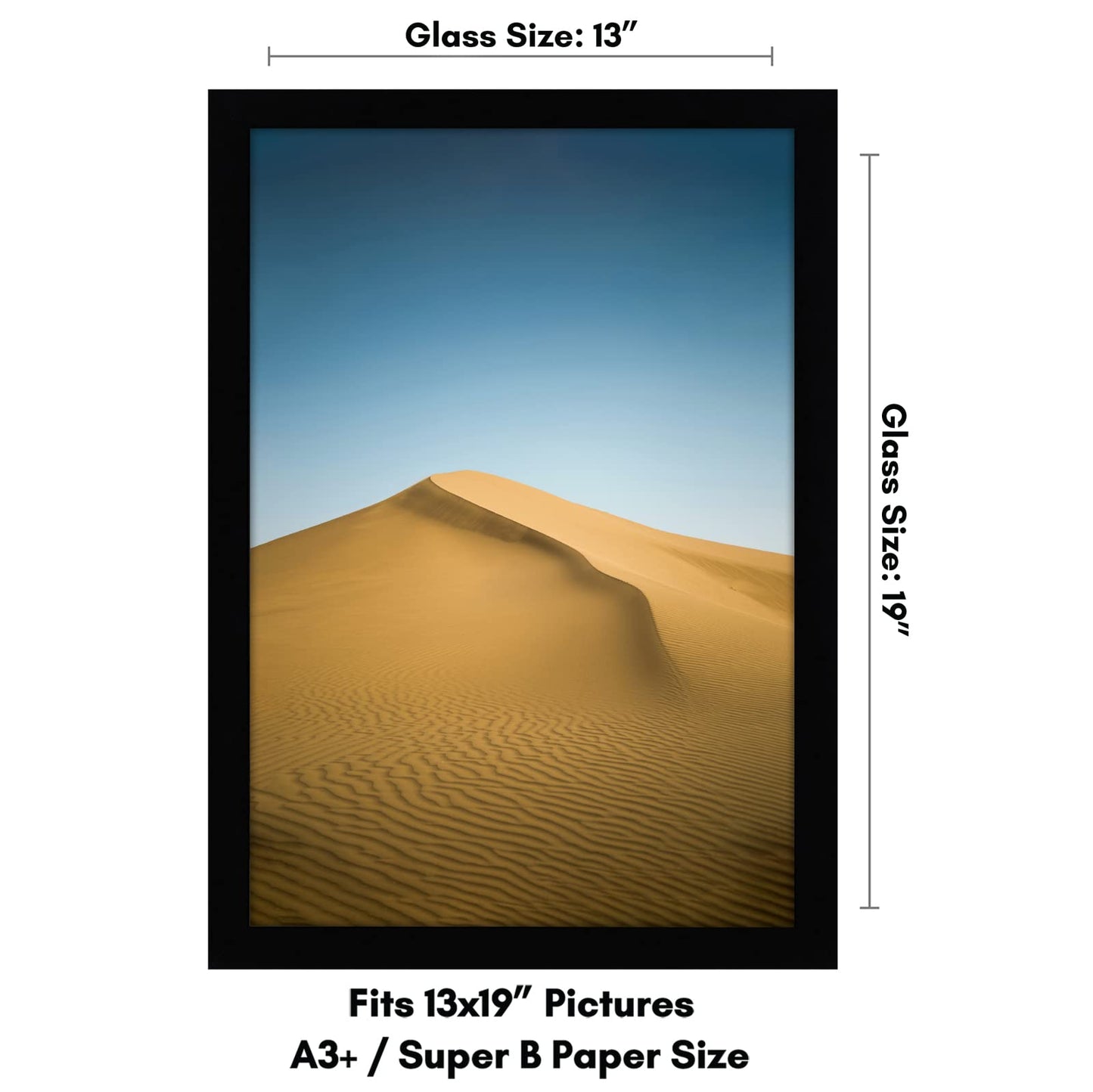 Americanflat 13x19 Picture Frame with Shatter-Resistant Glass - Signature Collection - Gallery-Style Frames Made of Engineered Wood - Photo Frame for Wall Display - Black