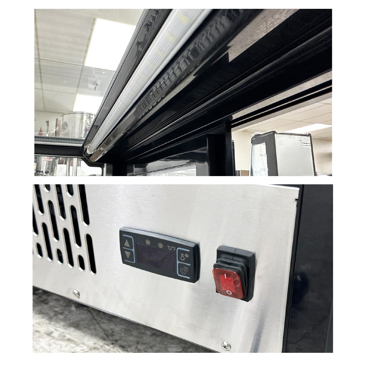 Bakery Display Cooler Refrigerated Case Countertop Desktop Slope Round-Corner 36 ins Commercial Restaurant Pastry Deli Stainless Steel Base Curved Glass NSF Food Cooler CW160R