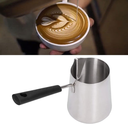 Stainless Steel Turkish Coffee Pot, 600ml Long Handled Milk Frother Pitcher for Home Coffee Shop
