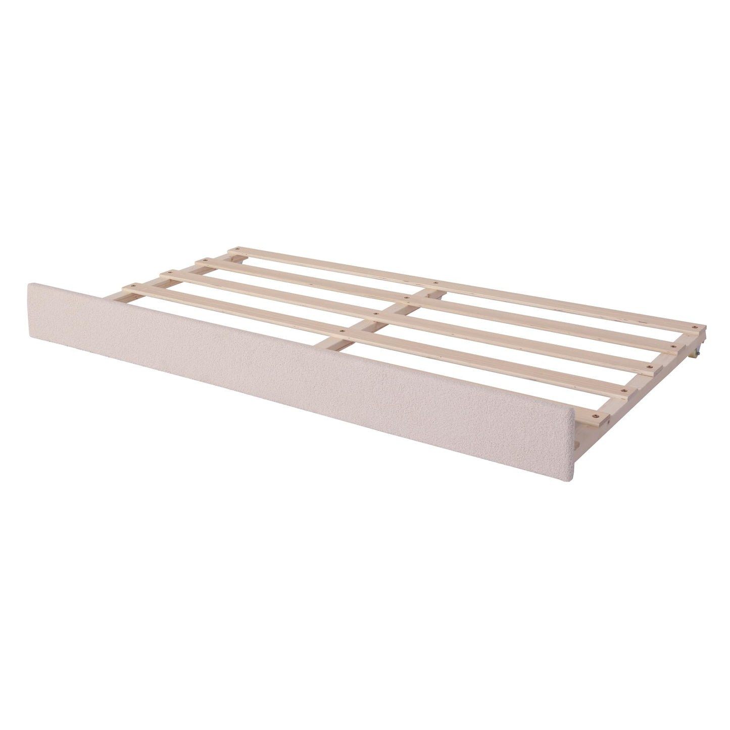 Merax Twin Size Upholstered Daybed with Light and Trundle, Beige Teddy Fleece Sofa Bed Modern Wooden Platform Bed Frame for Bedroom, Living Room, Guest Room, Apartment