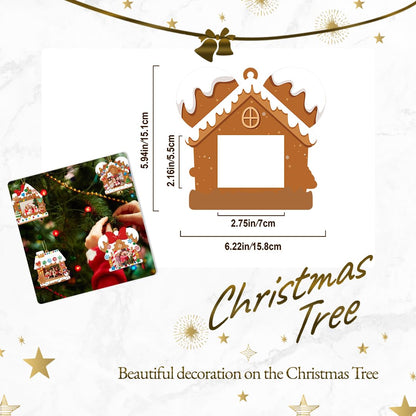 EASUTE 32 Pack Christmas Picture Frame Craft Kits - DIY Gingerbread House Photo Frame Hanging Ornaments for Xmas Tree Holiday Decorations, Classroom Activities & Home Art Projects