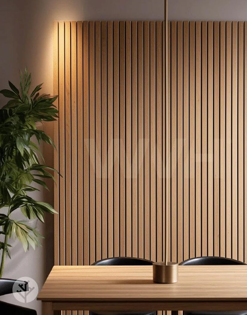 WVH Luxe American Oak Acoustic Slat Wood Wall Panels, Measures 94.49" x 23.62", Premium Finish, Interior Decor for Walls & Ceilings, Noise Cancelling & Sound Absorbing for Home, Office & Bedroom, 2pcs