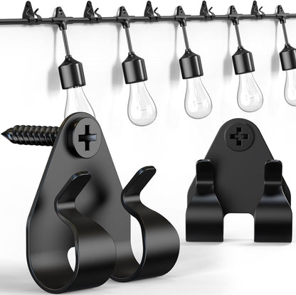 20 Pack Lewufe Outdoor String Lights Clips, Stainless Steel Lights Hanger Hooks for Hanging Christmas Light, Fairy