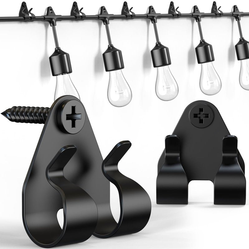 Lewufe Outdoor String Lights Clips, Stainless Steel Lights Hanger Hooks for Hanging Christmas Light, Fairy Light, Cable, Holiday Decor - Black, 20 Pack