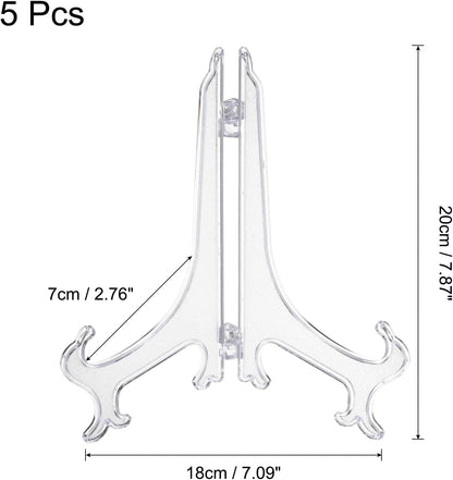 uxcell 8" Acrylic Plate Stands for Display, Easels for Card, Photo Frame, Desktop (5Pcs)