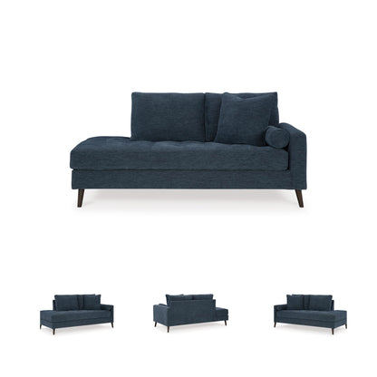 Signature Design By Ashley Bixler Classic Tufted Right-arm Facing Corner Chaise with Tapered Legs and Removable Cushions, Blue