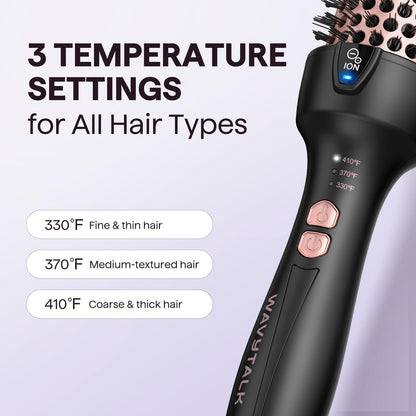 Wavytalk Updated Version Thermal Brush, 1.5 Inch Negative Ion Blowout Express Thermal Round Brush Creates Salon-Quality Blowouts, lonic Frizz Reduction Makes Hair Shinier & Smoother (Millennial Pink)