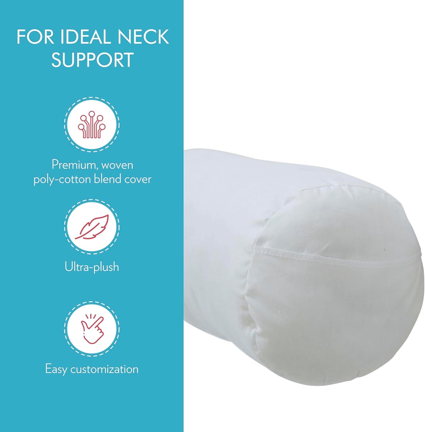 Fairfield Poly-Fil Premier Neckroll Ultra Plush Pillow Insert, 14 x 5-Inch, White