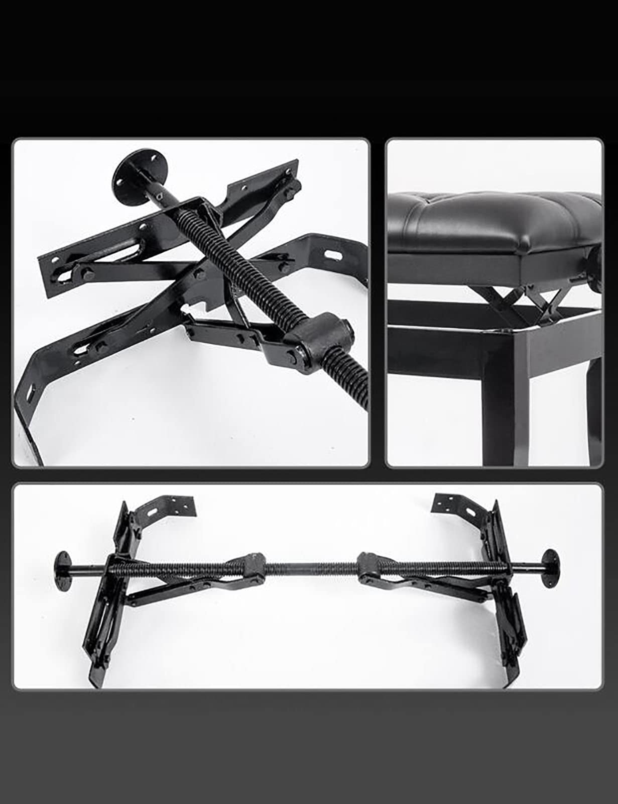 JDXQBLD Piano Bench Stool with Large Leather Cushion and Adjustable Height Elegant Design with Horseshoe Legs Brown Mahogany 55 x 34 x 47 57cm