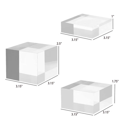 CANCLEAR Acrylic Display Stands, 3 Graduated Sizes Acrylic Block Riser for Displaying Collection, Crystal Clear Acrylic Cube Pedestals for Jewelry Glass, Gem and Collectables, 1set