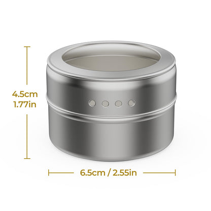 Vetacsion Set of 16 Magnetic Spice Tins with 4 Metal Wall-Plates,100 Preprinted Seasoning Label Stickers,2 Styles for 3 oz Herb Jars
