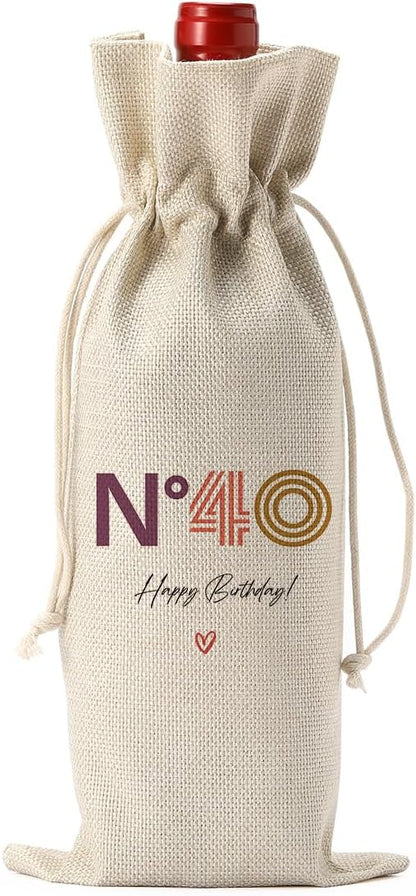 Happy 40th Birthday Wine Bag, Unique Gifts for Women & Men, Cool 40 Year Old Birthday Party Decorations
