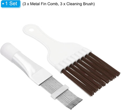 PATIKIL Air Conditioner Fin Comb, 3 Set Stainless Steel Condenser Fin Straightener & Cleaning Brush