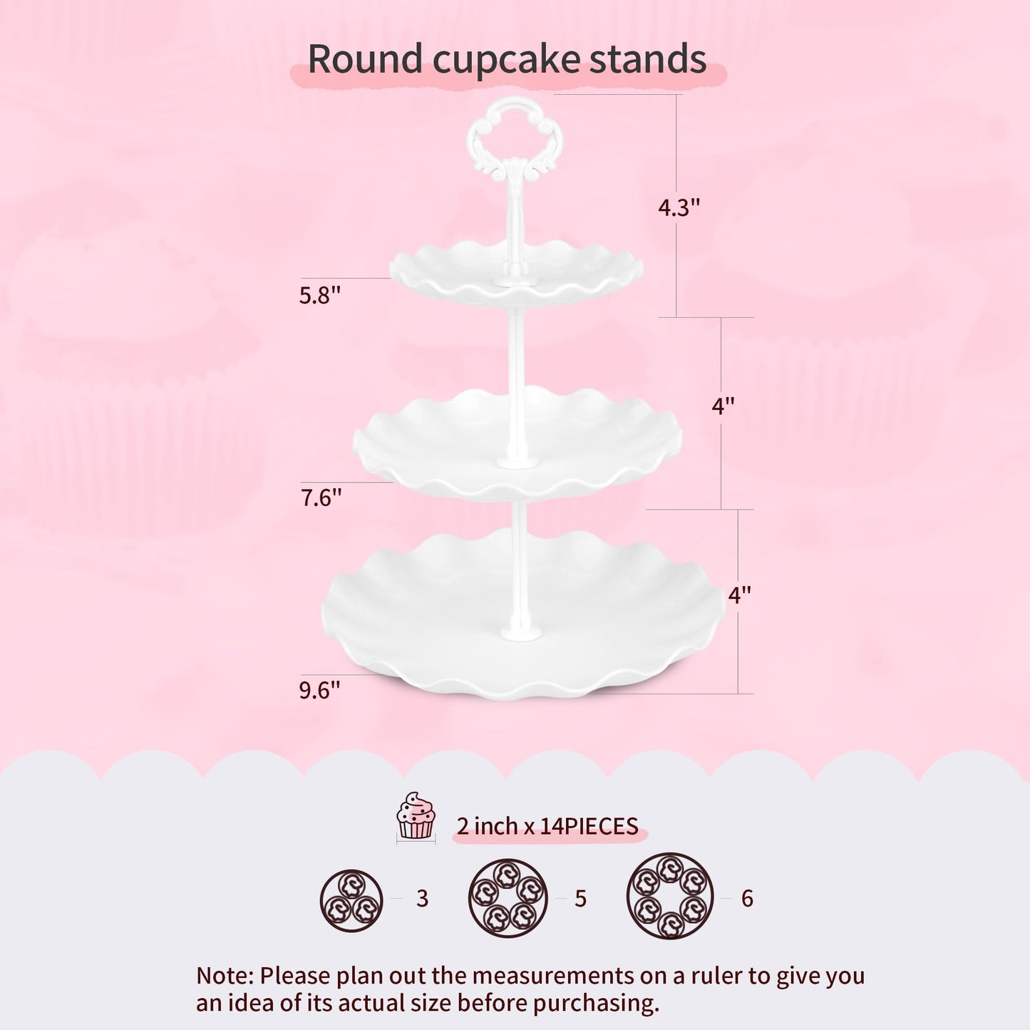 Pack of 10 NWK Cake Stand Set, with 3 x Two-Tier and 3 x Three-Tier Cupcake Stands, 4 x Appetizer Trays, 1 x Tablecloth for Birthday Bridal Baby Shower Party (White)