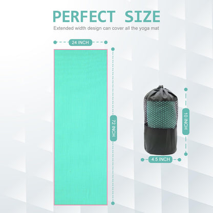 Eunzel Hot Yoga Towel - Microfiber Non Slip Yoga Mat Towel with Grip Dot Sweat Absorbent Towel for Hot Yoga, Pilates and Fitness 72" x 24", Dark Cyan/Orange