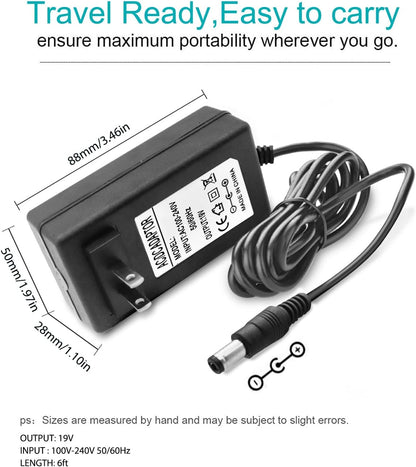 19V AC DC Charger Power Cord for Eufy RoboVac 11S 12 15C 25C 30C 35C, Pure Clean PUCRC 15 25 26B 90, Coredy R580 R650