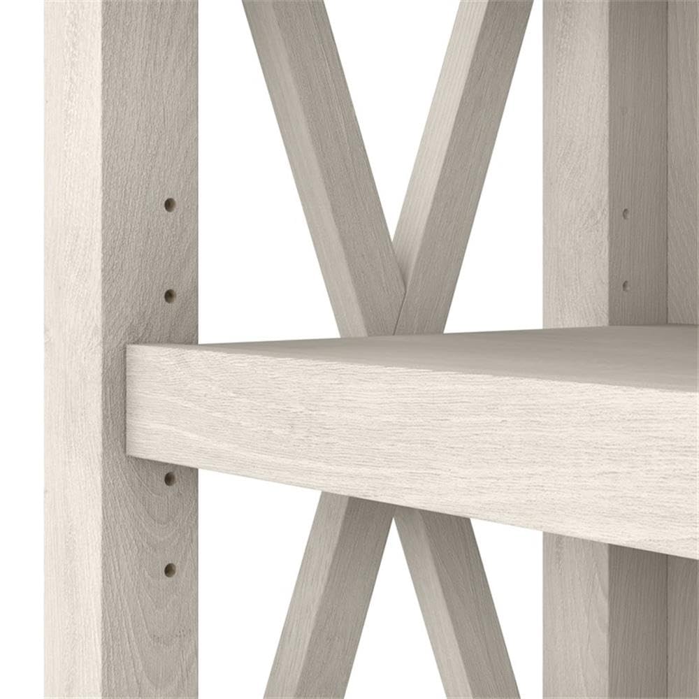Bush Home Key West 5 Shelf Bookcase - Set of 2 | Tall Bookshelves in Linen White Oak | Sturdy Display Shelves for Library, Living Room, and Home Office