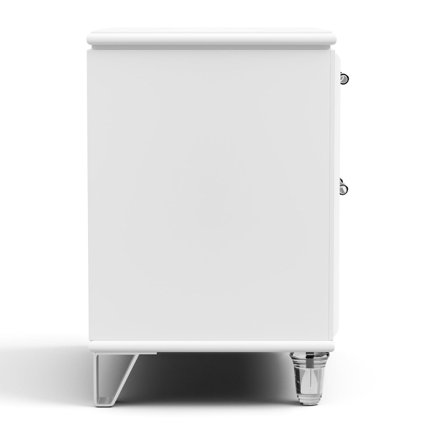 Furniture of America Leila Modern Solid Wood 22.5-inch 2-Drawer Nightstand with Embossed Panels, Metal Glide and Acrylic Handles, Easy Assembly Required for Bedroom, Guest Room, Pearl White
