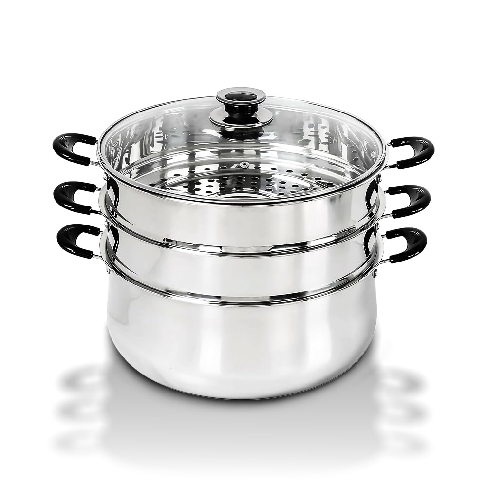Concord 30 CM Stainless Steel 3 Tier Steamer Pot Steaming Cookware - Triply Bottom