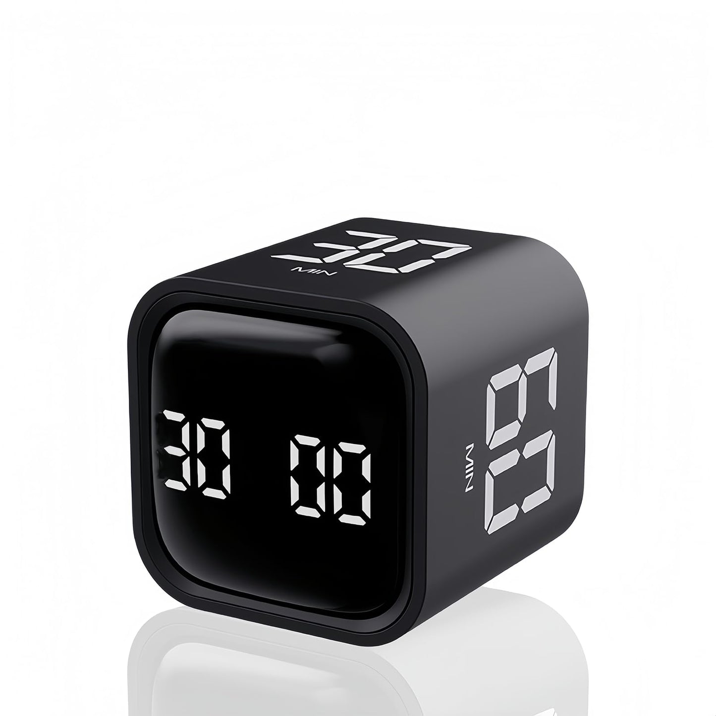 Teknoluzor Digital Cube Pomodoro Timer Desk Rechargeable Productivity Timer 5/10/30/60min & Custom Countdown, Vibration & Adjustable Sound Alarm,for Task Work Kitchen ADHD Kids Studying (Black)