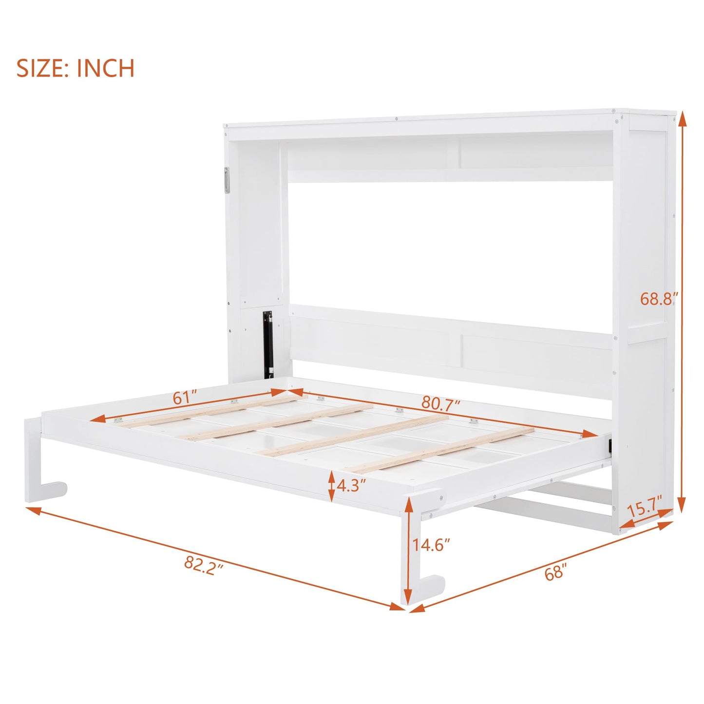 Merax Modern Farmhouse Solid Wood Murphy Bed Chest/Space Saving/Wood Slat Support/Queen,White