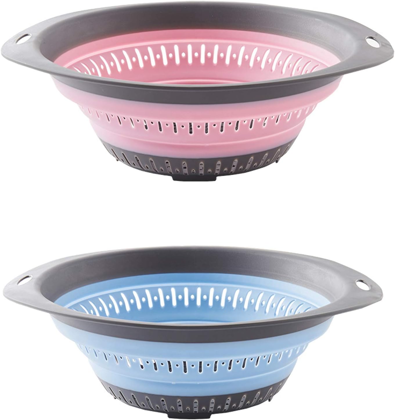 Collapsible Strainer/Colander Set of 2-Piece - 5 Quarts Food-Grade Silicone Kitchen Filter for Pasta, Veggies