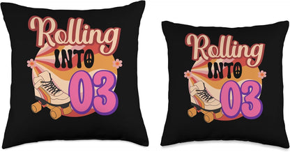 In-line Skates Towards 2023 Rolling Into 03 Throw Pillow, Multicolor, 16x16