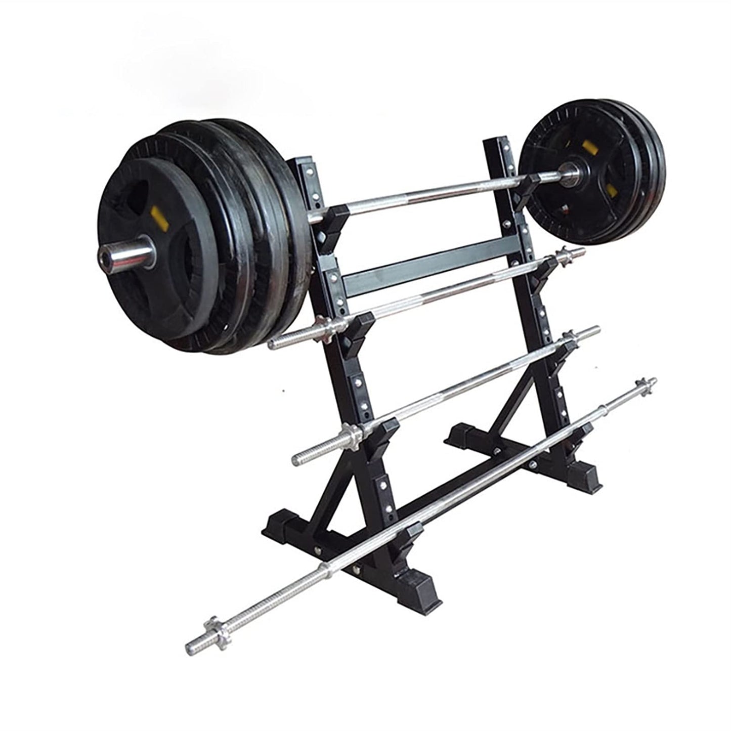 ZOCWJK 4-Tier Barbell Storage Stand, Barbell Rack, Commercial Fixed Dumbbell Storage Display Holder, Fitness Equipment Storage Rack