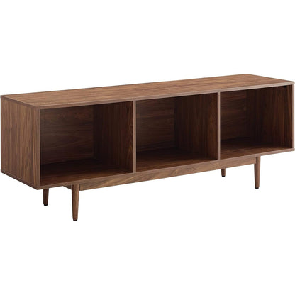 Maykoosh French Record Storage Console - Adjustable Rustic Cabinet for Vinyl & Media Large/Walnut