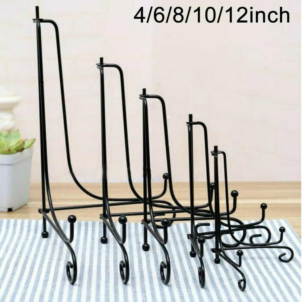 Estink Iron Display Stand, 1pcs Classic 4-12inch Easel for Displaying Plates, Photos, Books, Artwork (Black, 12 inch)