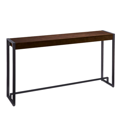SEI Furniture - Holly & Martin Macen Console - Dark Tobacco with Gunmetal - Transitional Design, Brown Iron and Wood - Ideal for Entryway, Living Room (CM9912)